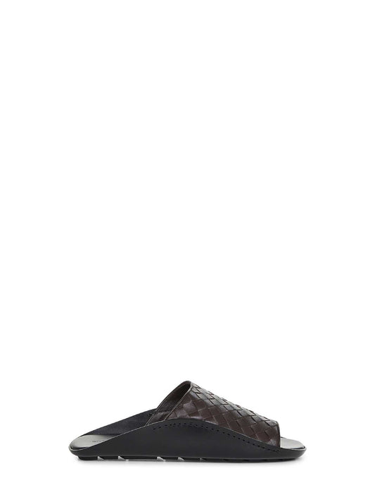 Brown Intrecciato leather Wave mule