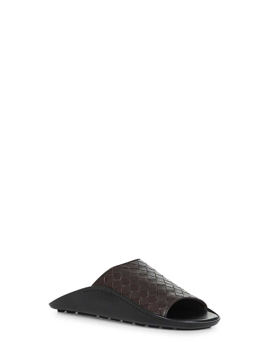 Brown Intrecciato leather Wave mule