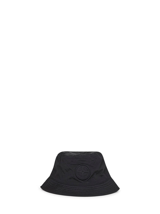 Black nylon bucket hat