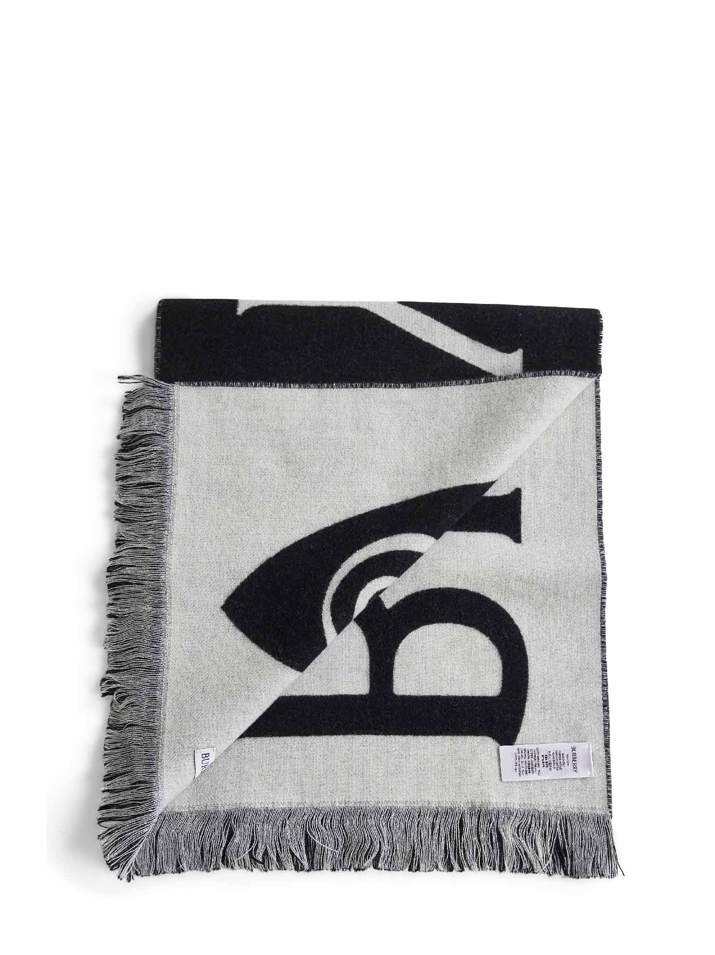 Black and white wool reversible scarf