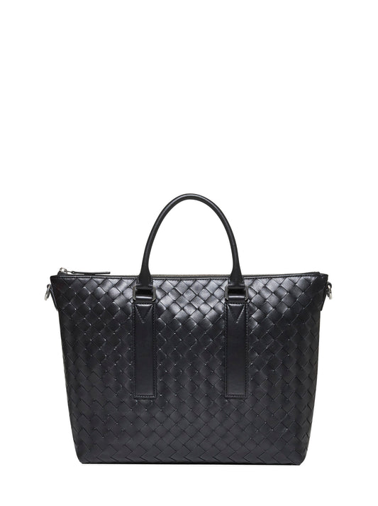 Black Intrecciato Soft Briefcase