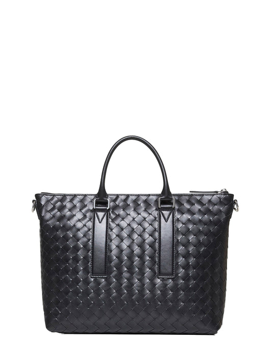 Black Intrecciato Soft Briefcase