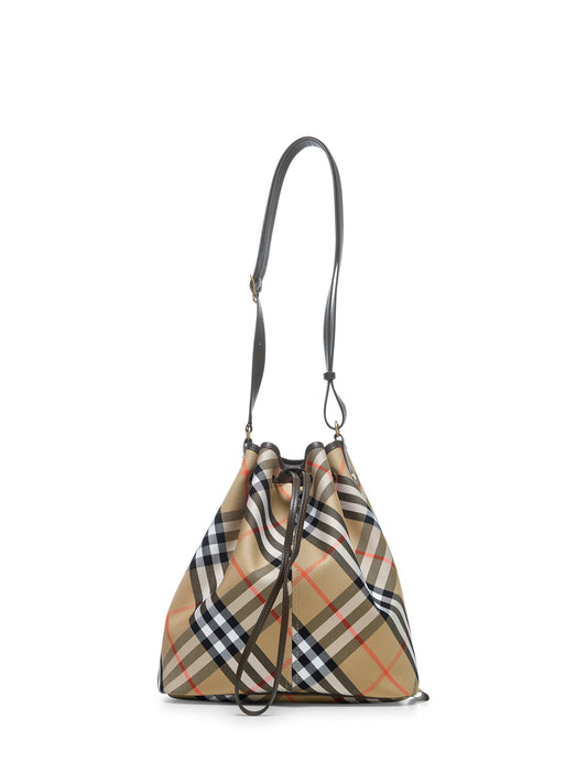 Beige medium Check bucket bag
