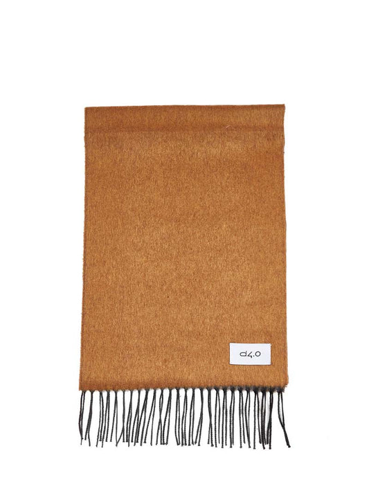 Orange and gray scarf with fringes