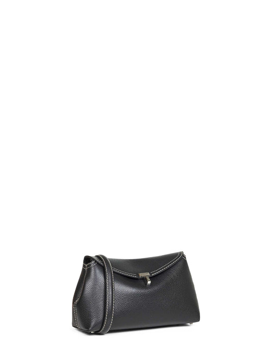 Borsa a mano T-Lock grained-leather clutch nera