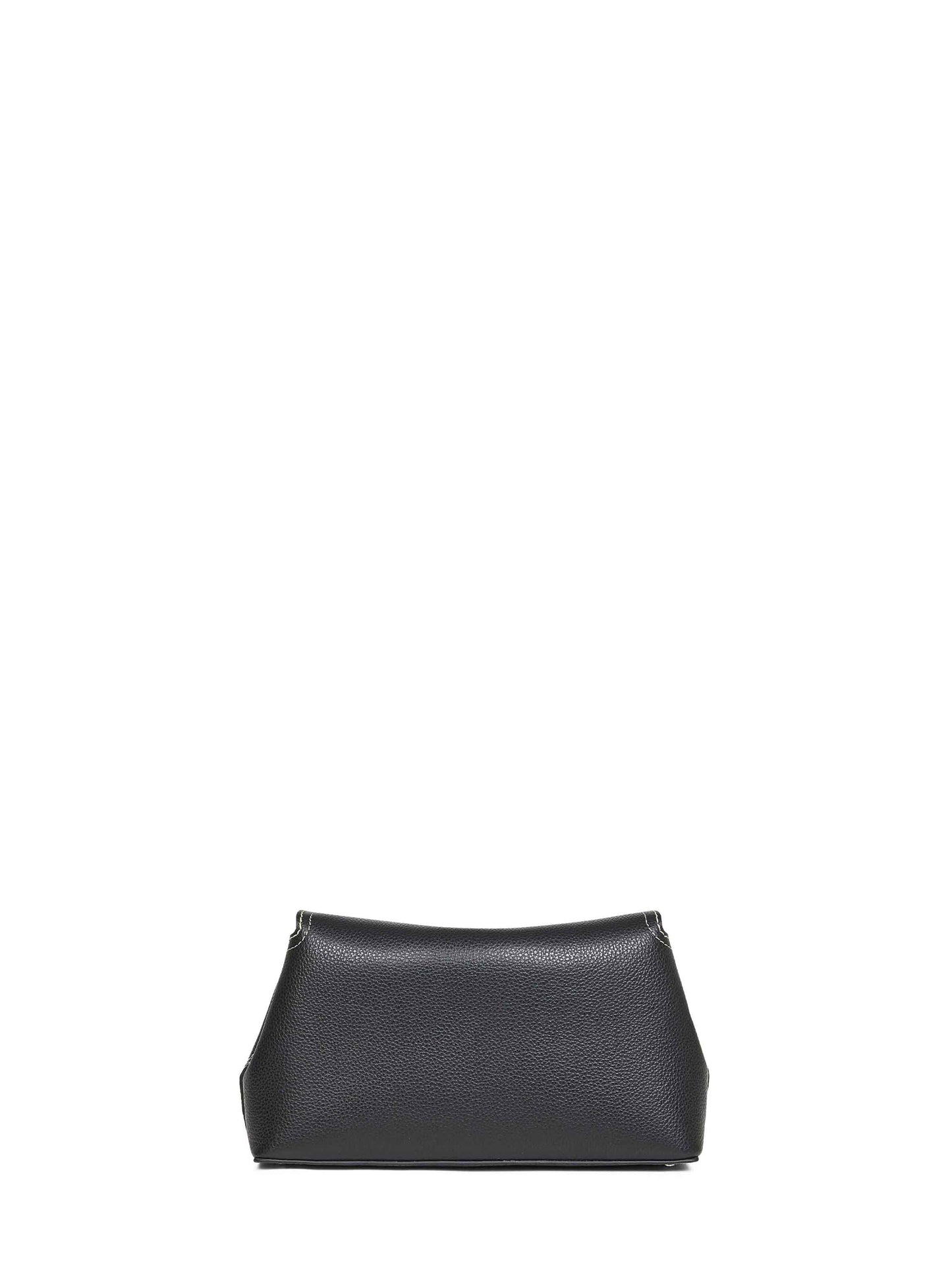 Black T-Lock grained-leather clutch bag