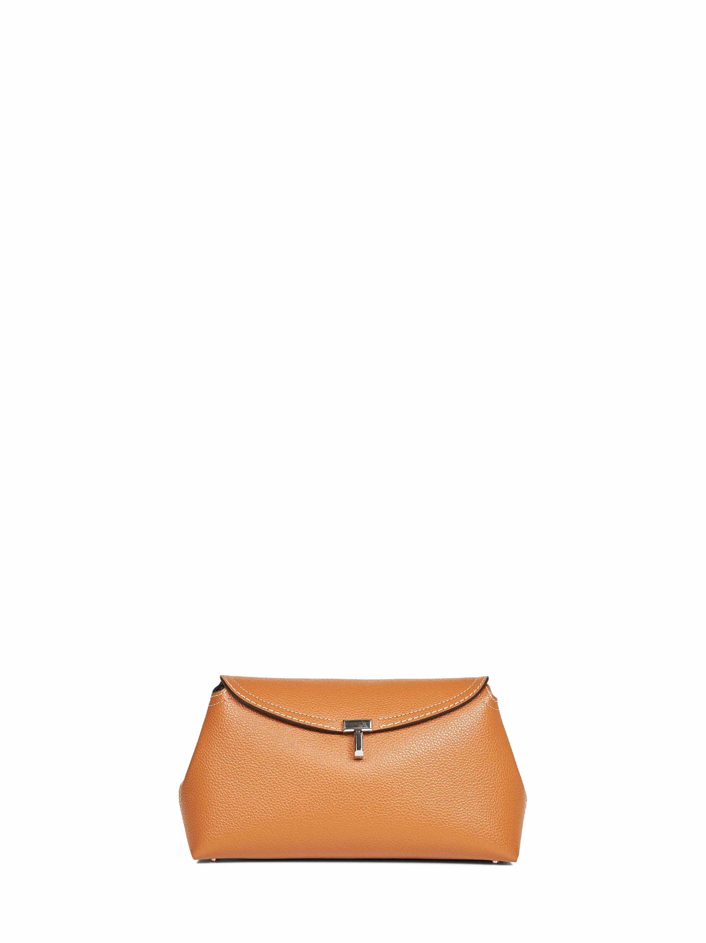 Tan T-Lock grained-leather clutch bag