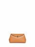 Tan T-Lock grained-leather clutch bag