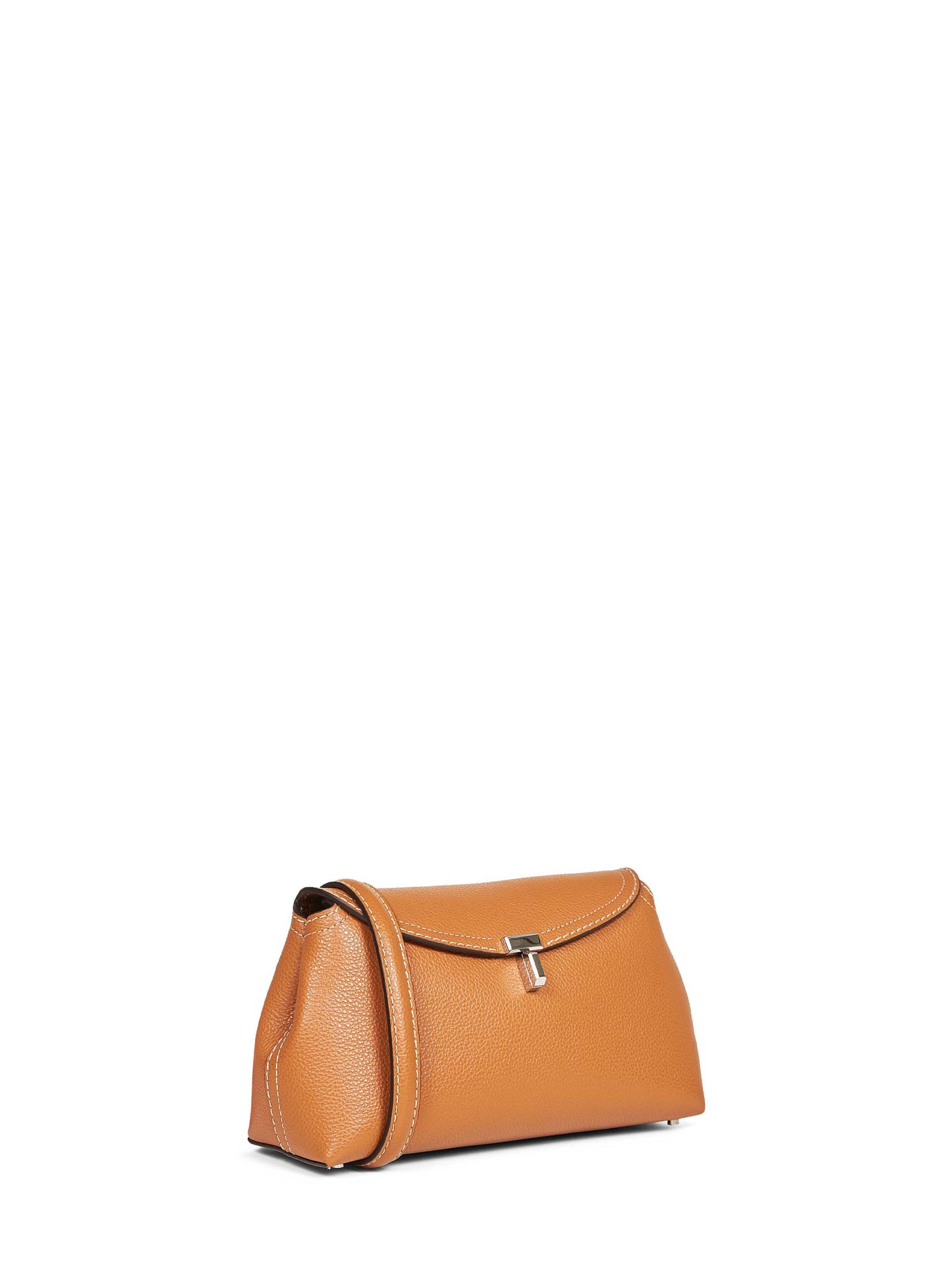 Tan T-Lock grained-leather clutch bag