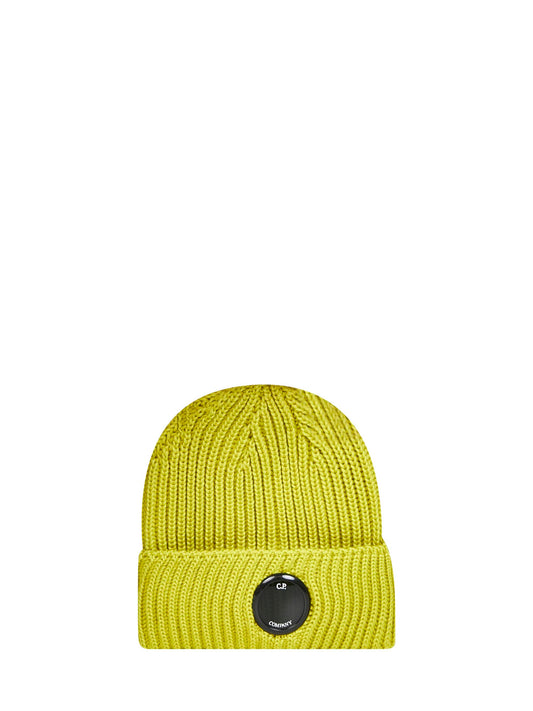 Yellow Extrafine Merino Wool Lens beanie