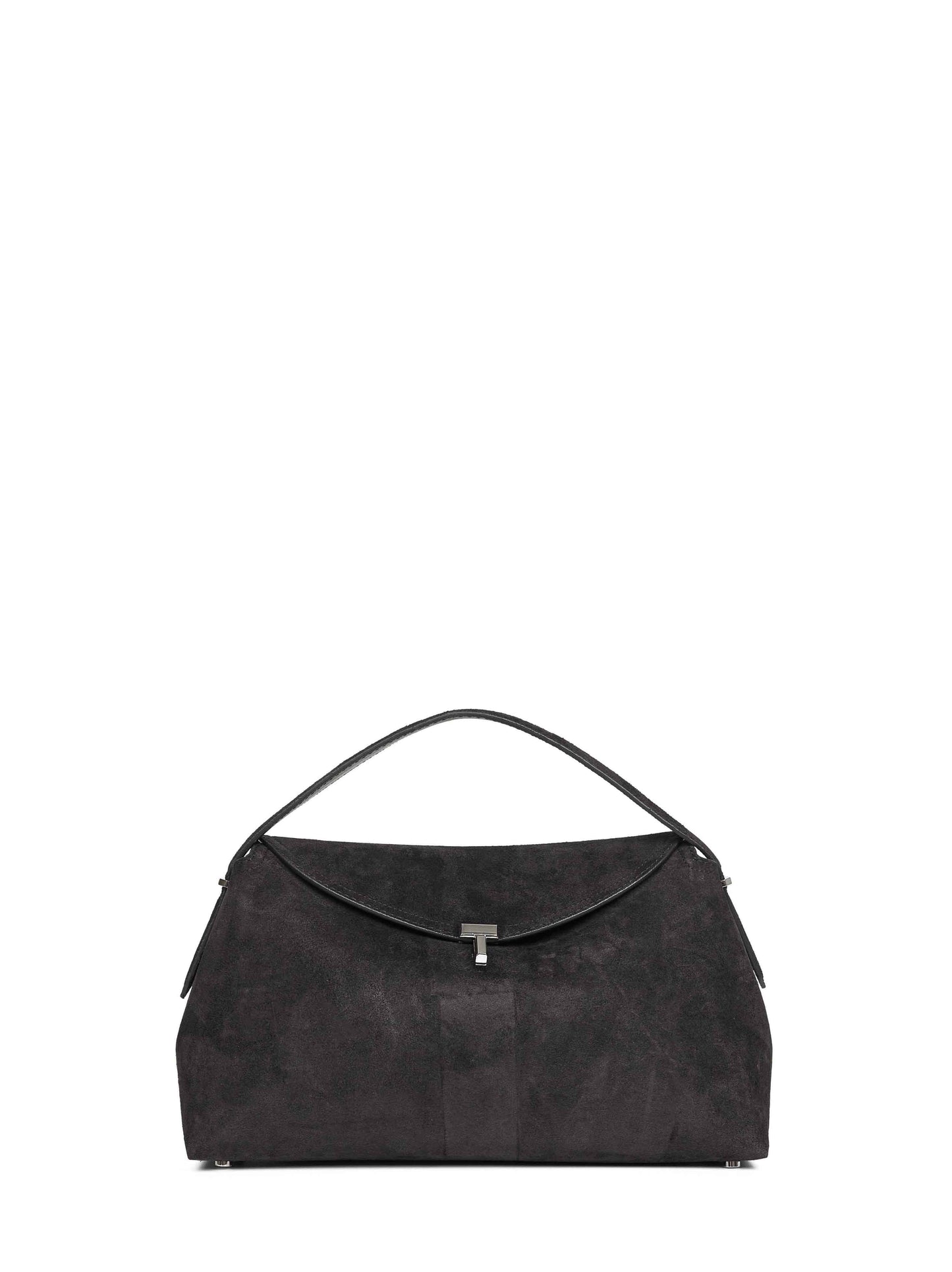 Espresso T-Lock suede top handle bag