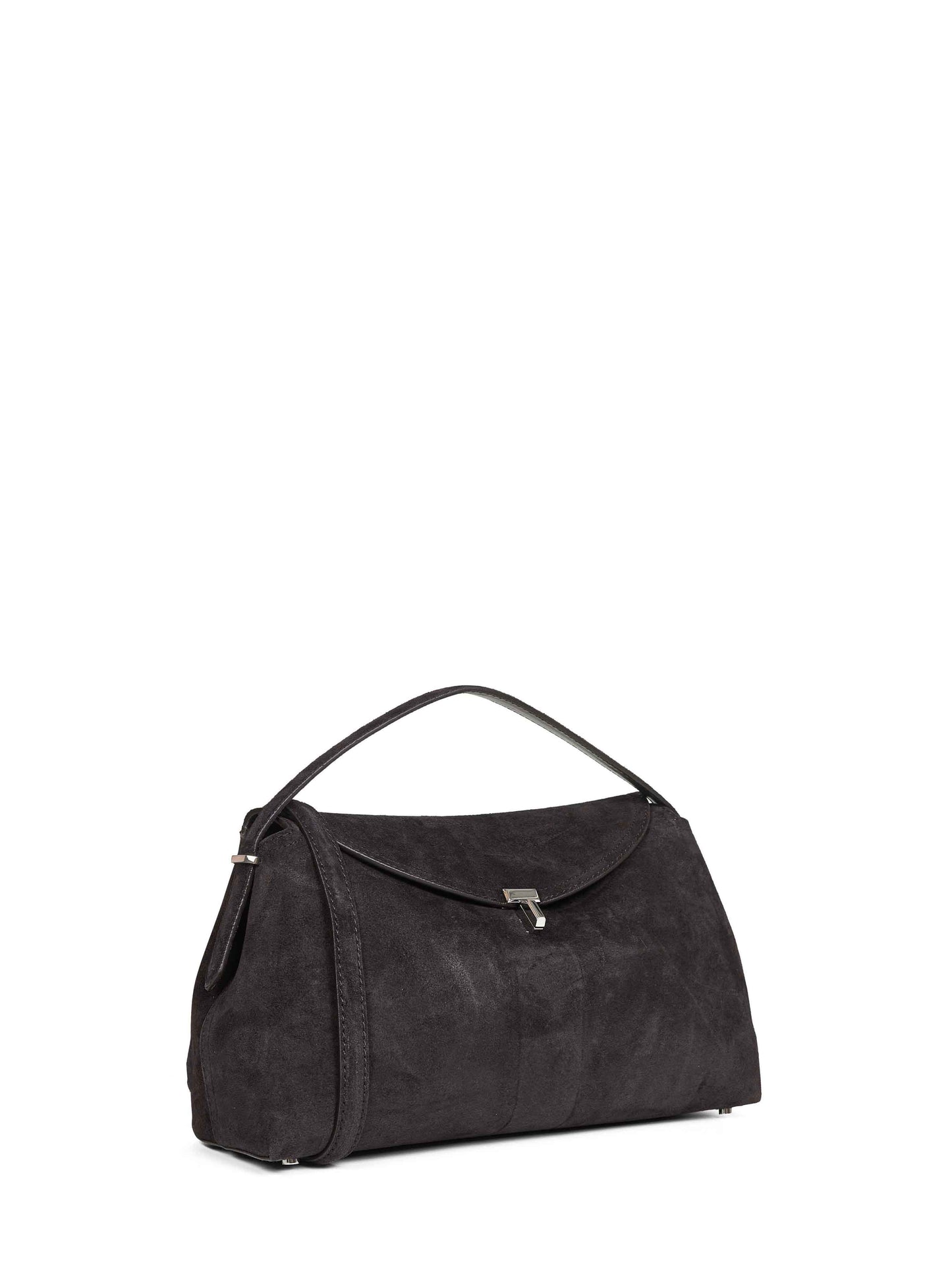 Espresso T-Lock suede top handle bag