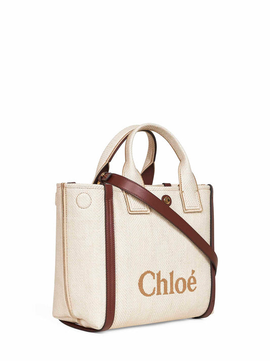Tote bag Chloé Carry piccola beige
