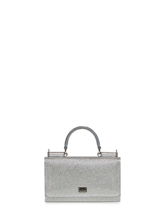 Silver Phone bag with shoulder strap