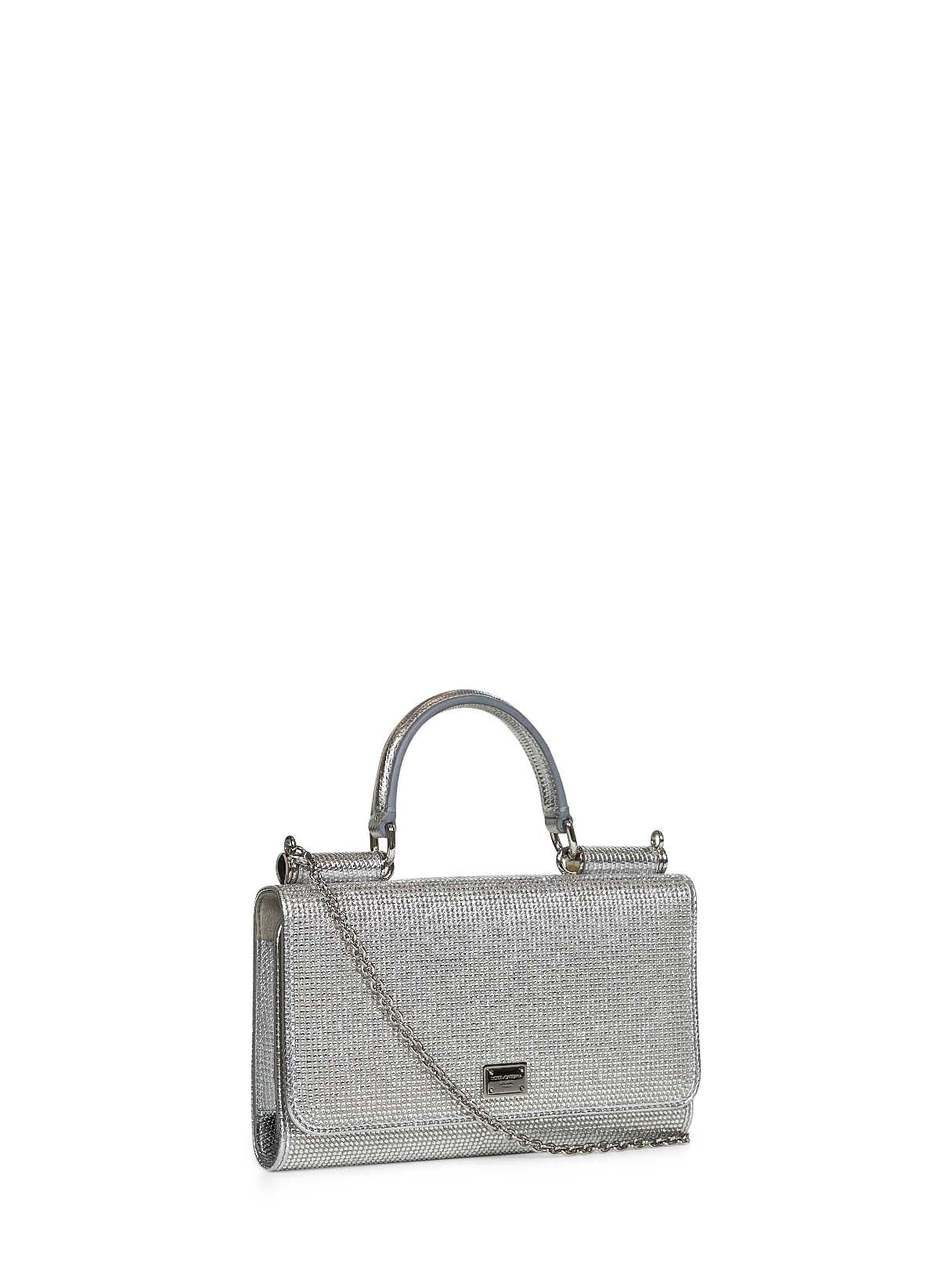 Silver Phone bag with shoulder strap