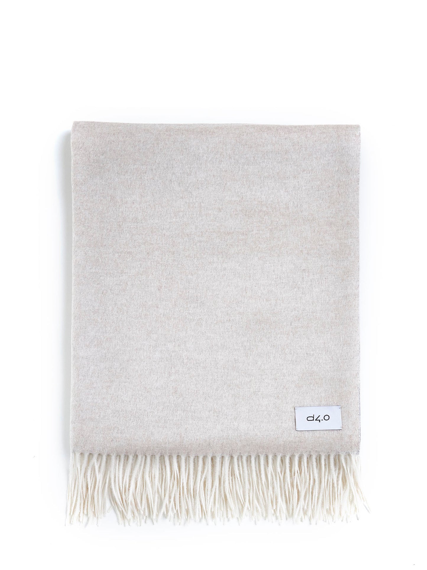 Beige and light gray plaid with fringes