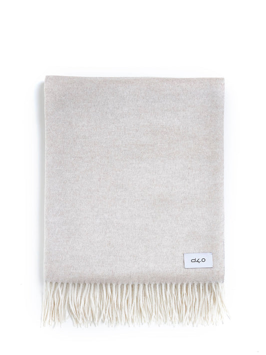 Plaid con frange beige e grigio chiaro