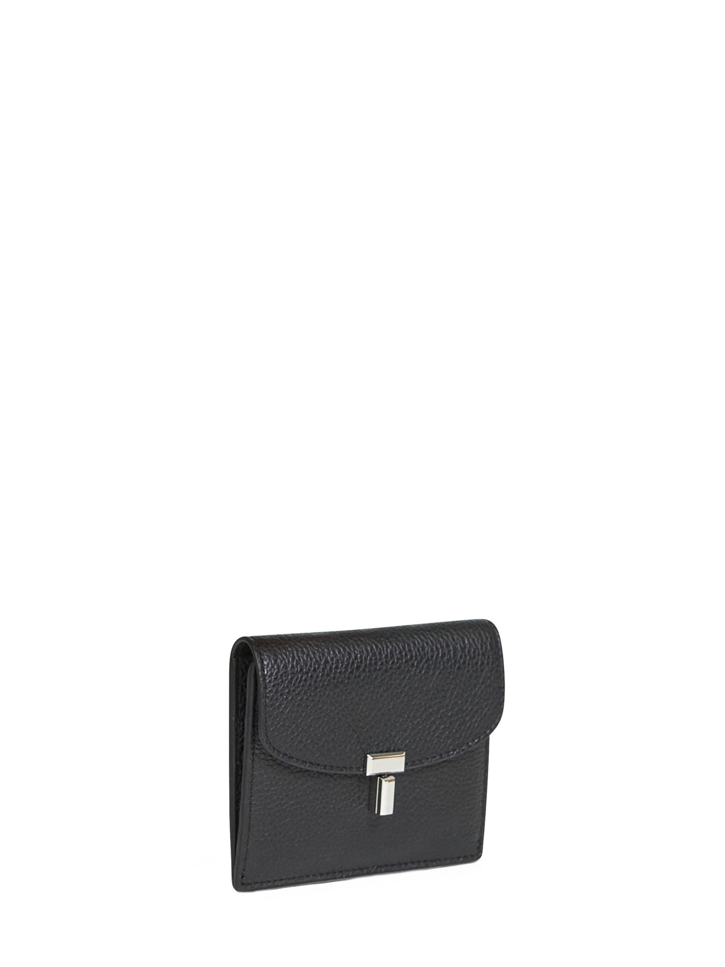 Black T-Lock grained-leather card holder