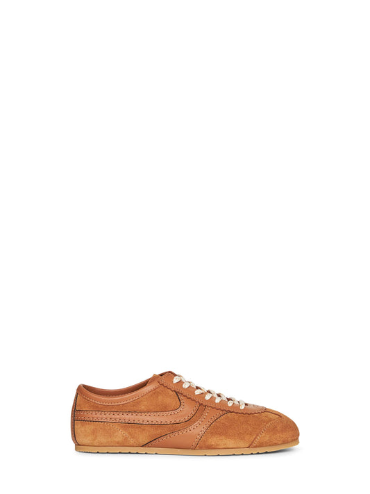 Sneakers in pelle scamosciata cammello