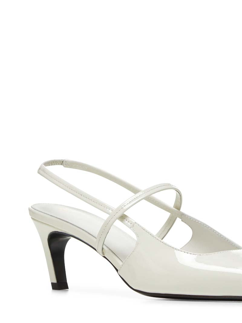 White patent leather Sharp slingback
