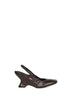 Brown lizard-embossed leather slingbacks