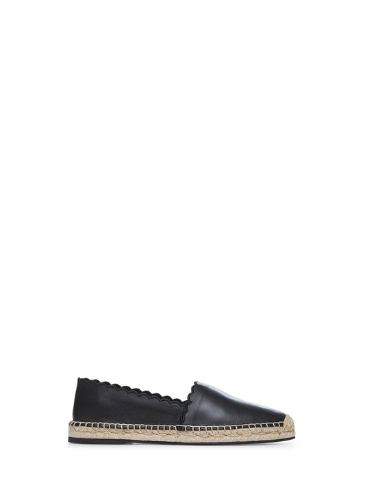 Black leather espadrilles