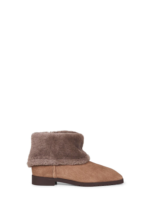 Brown fold-down shearling ankle boots