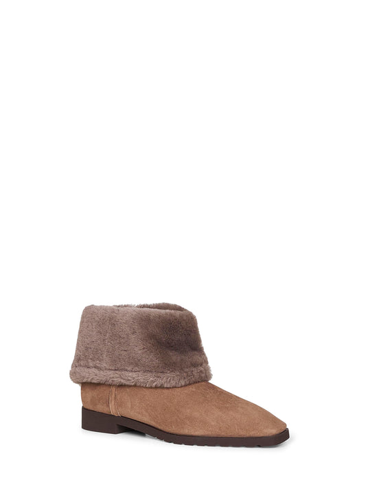 Brown fold-down shearling ankle boots
