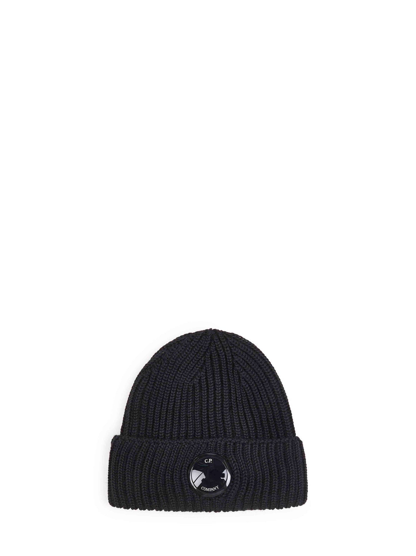 Black Extrafine Merino Wool Lens beanie