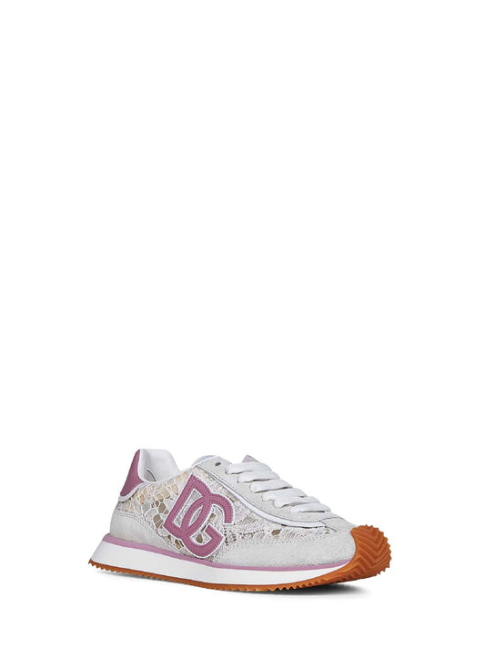 White and pink DG CUSHION sneakers