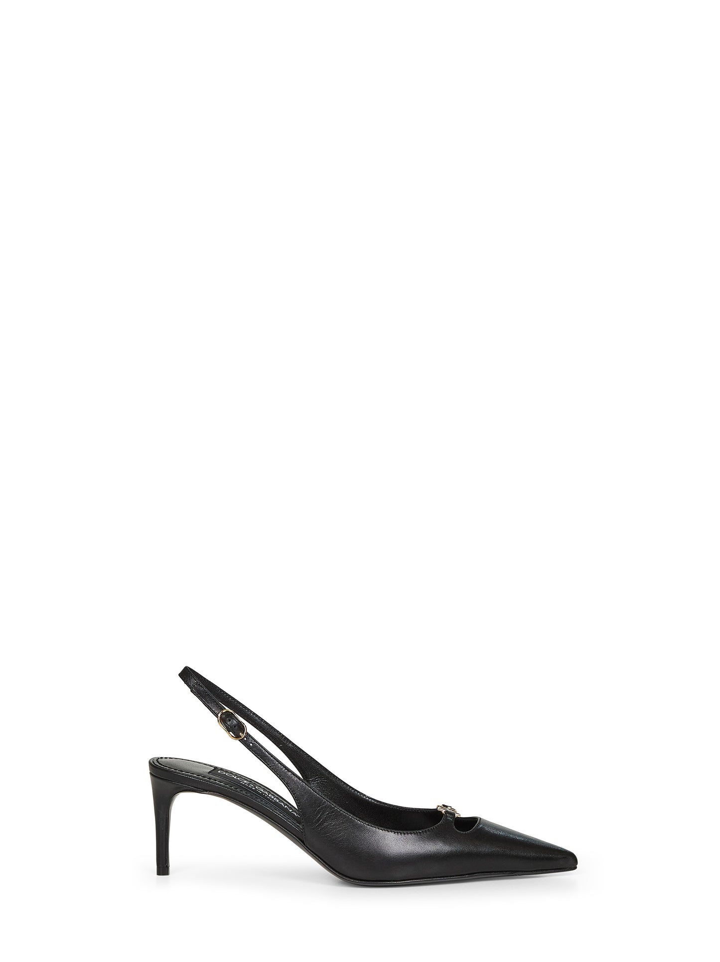 Black goatskin Lollo slingback