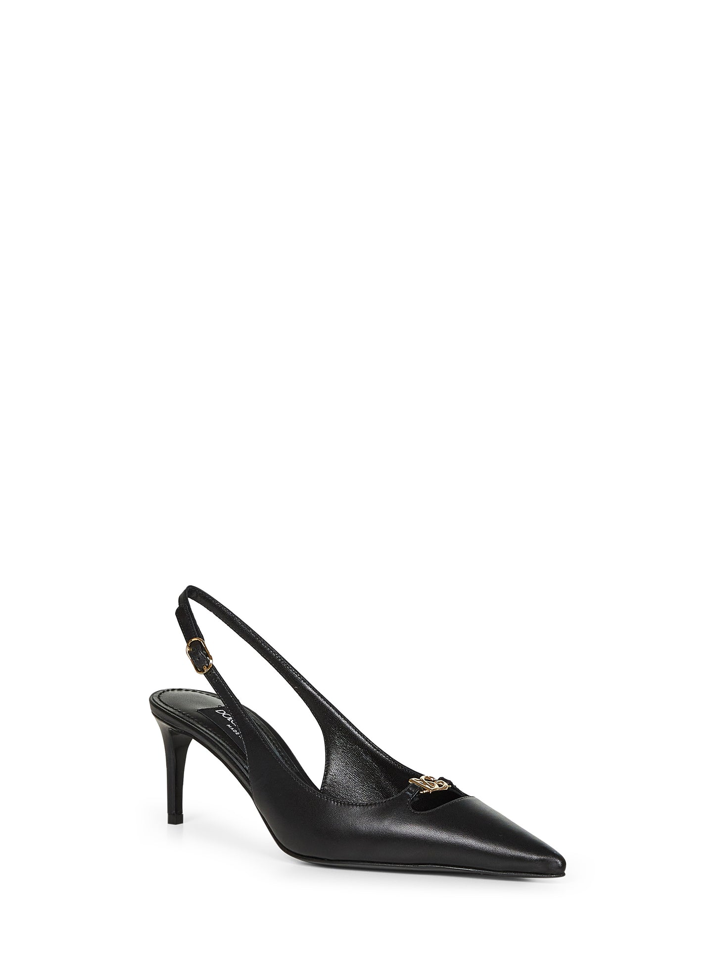Black goatskin Lollo slingback