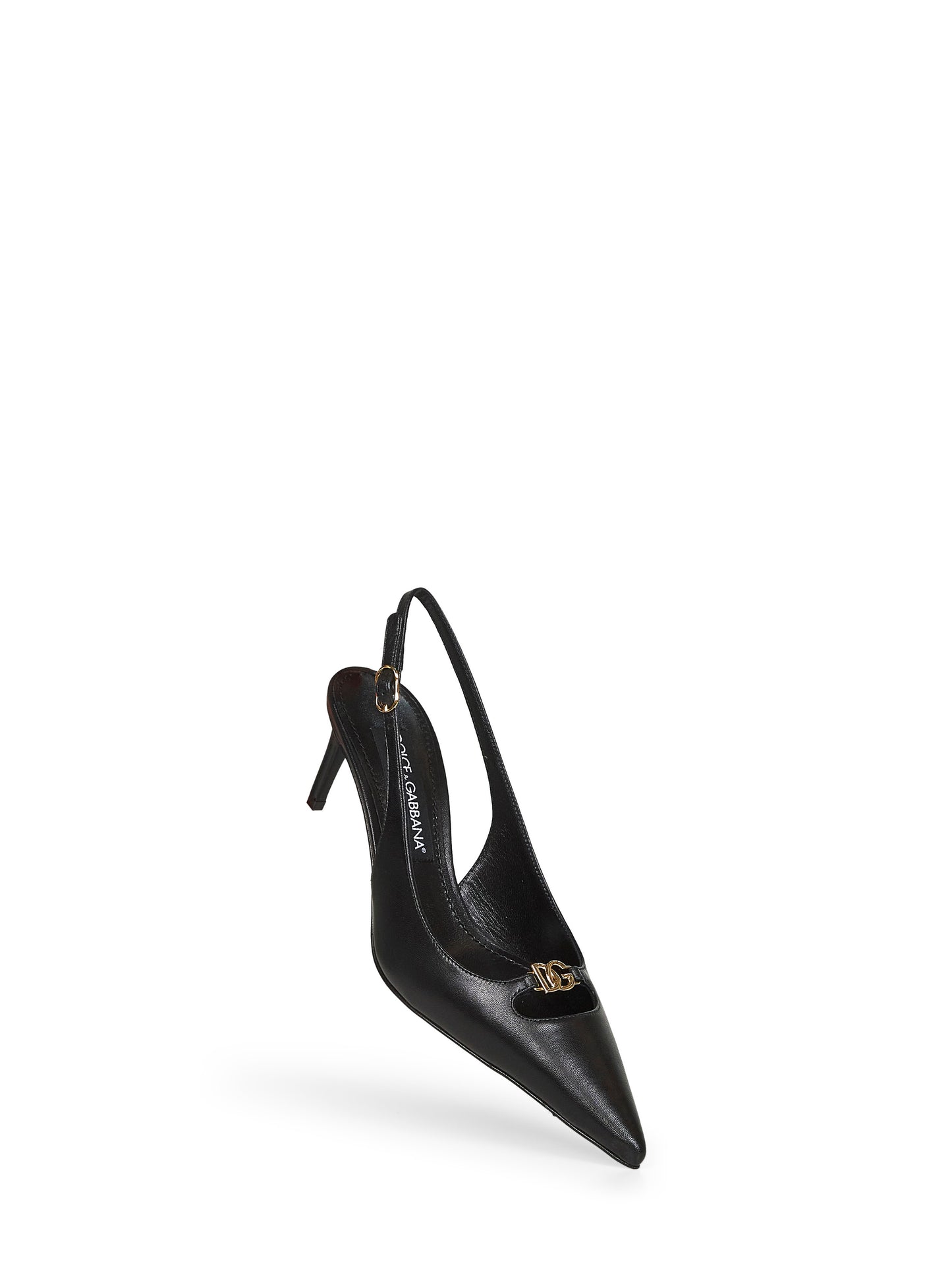 Black goatskin Lollo slingback