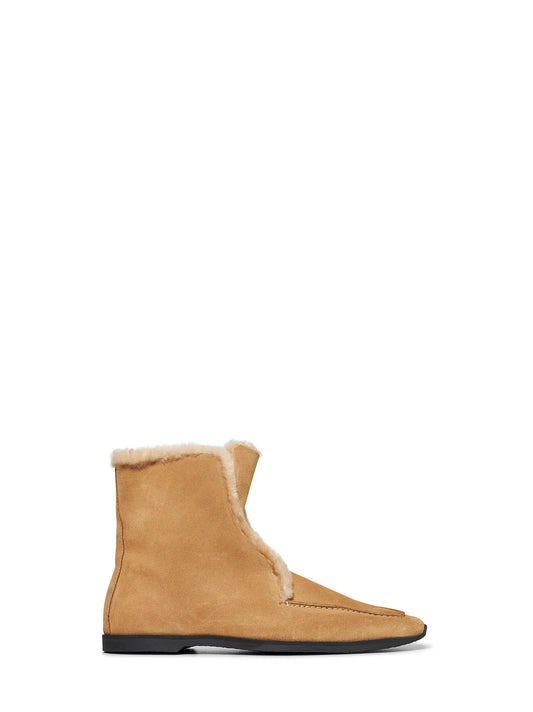 Beige suede ankle boots
