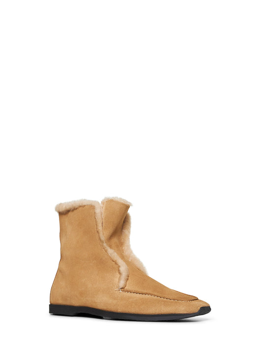 Beige suede ankle boots