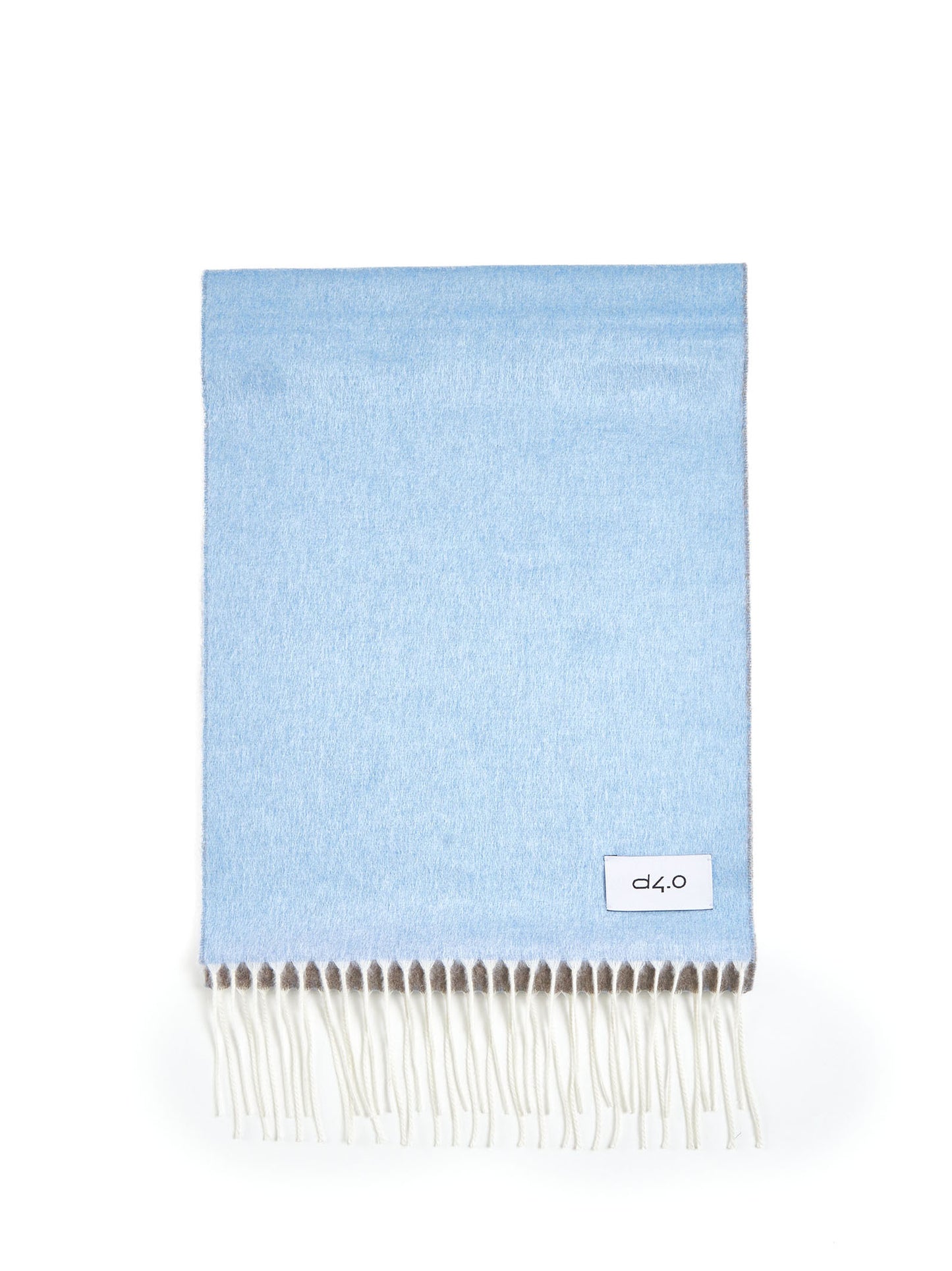 Beige and light blue scarf with fringes
