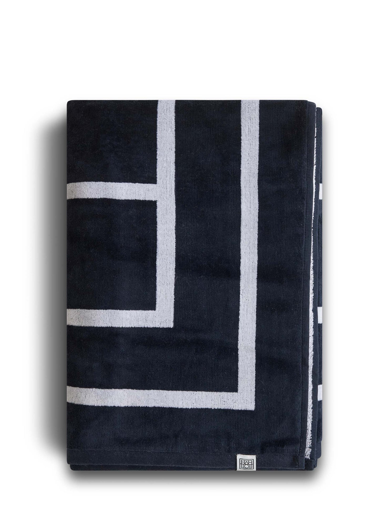 Blue organic cotton monogram beach towel