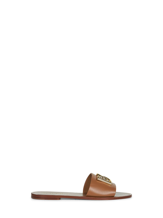 Camel calf leather Bianca slides