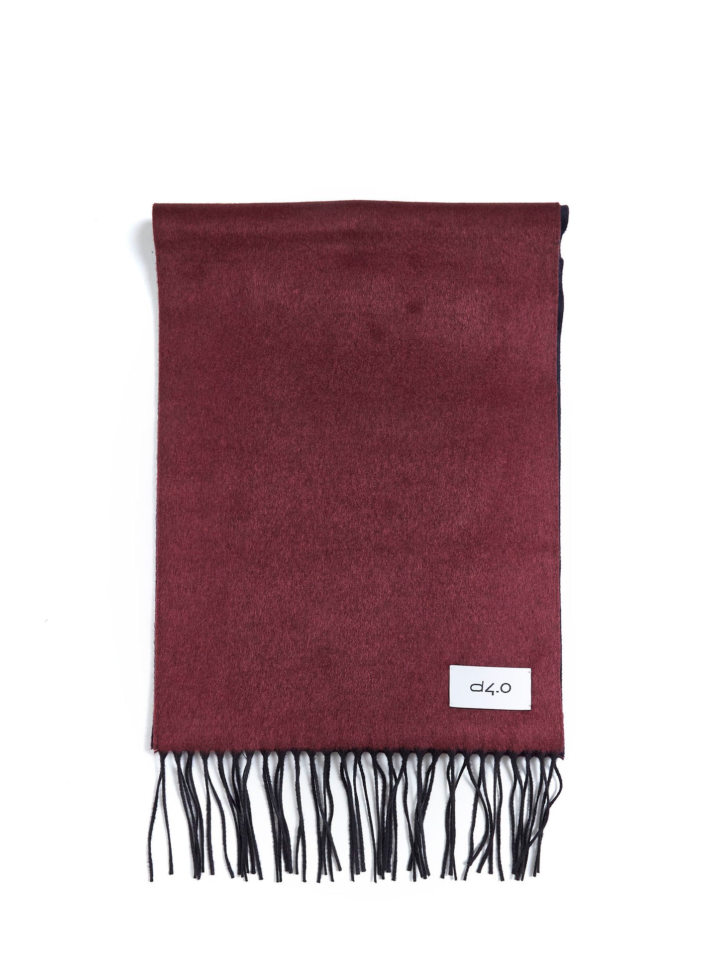 Burgundy and blue scarf with fringes