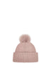 Berretto in lana tortora con pompon