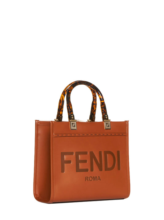Fendi Sunshine Small Borsa in pelle di vitello marrone