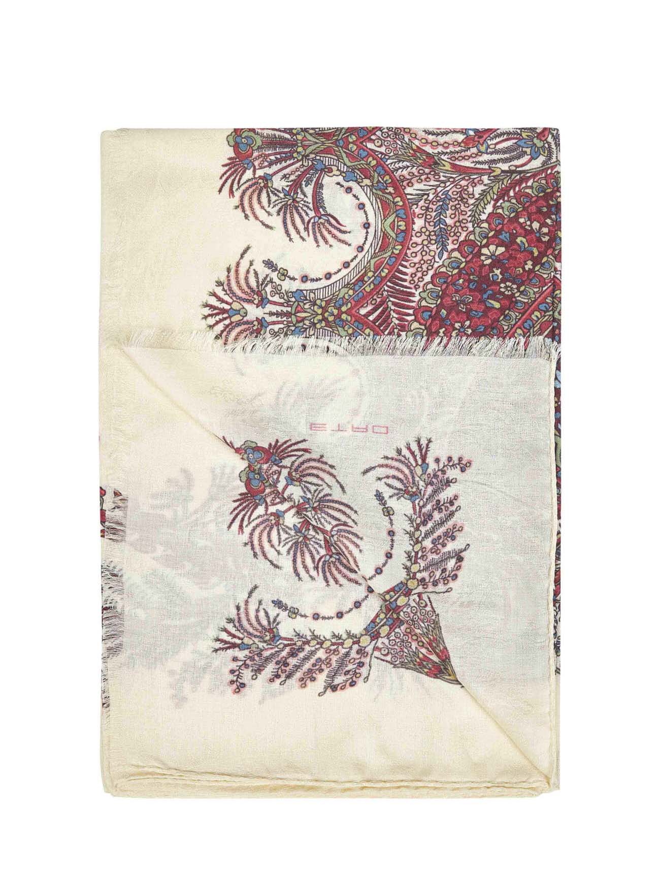 Burgundy cashmere-modal blend printed scarf