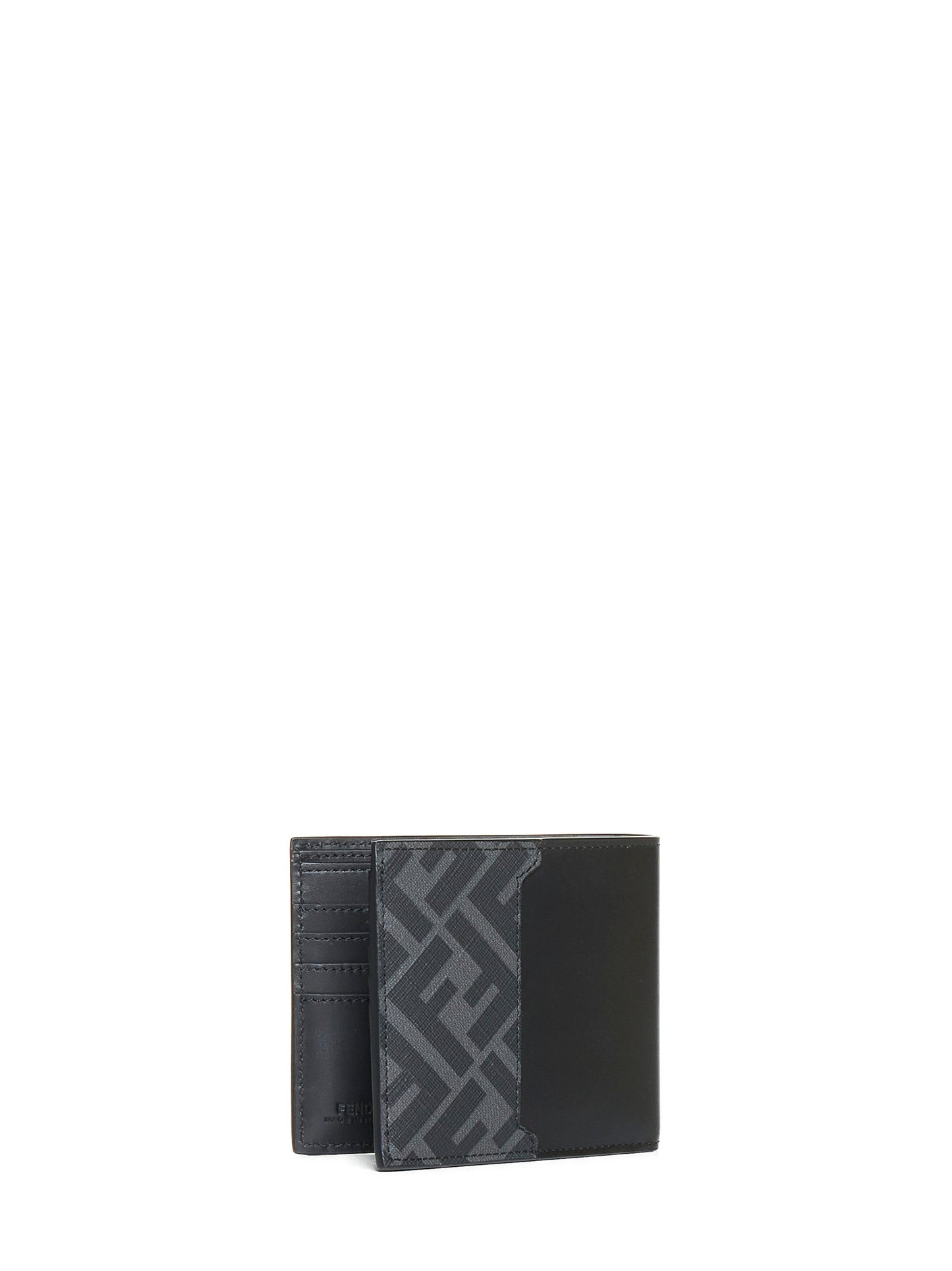 Compact black leather bi-fold wallet