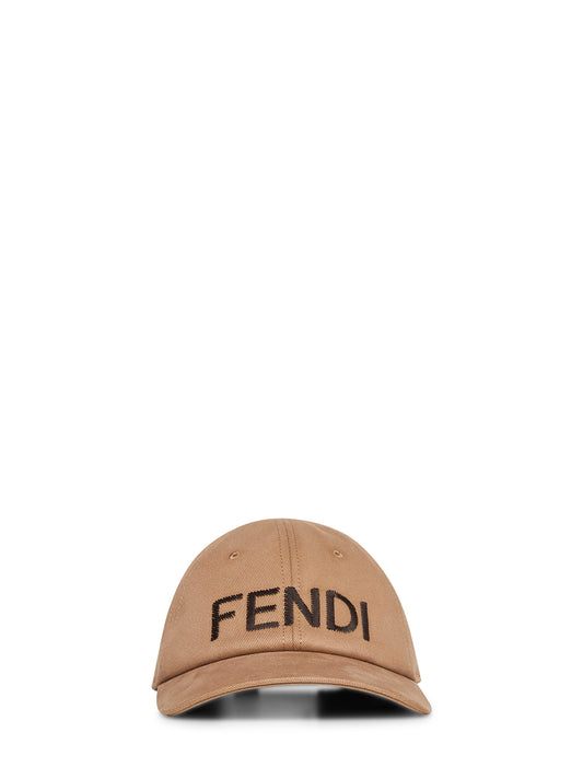 Beige cotton canvas baseball cap
