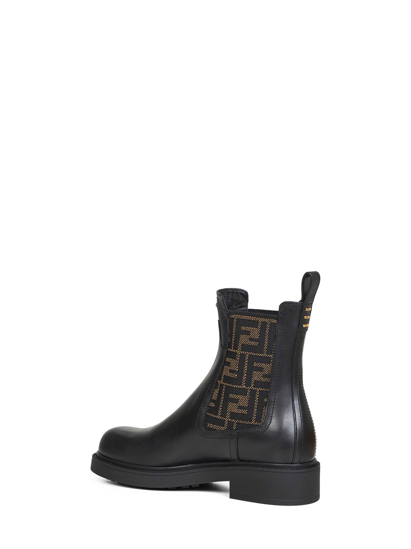 Black leather Fendi Filo biker ankle boots