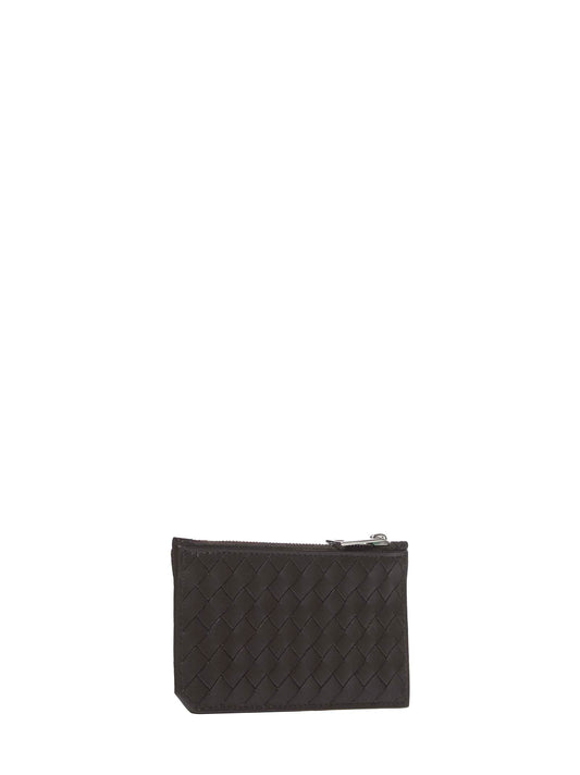 Portafoglio in pelle Intrecciato Piccolo con zip