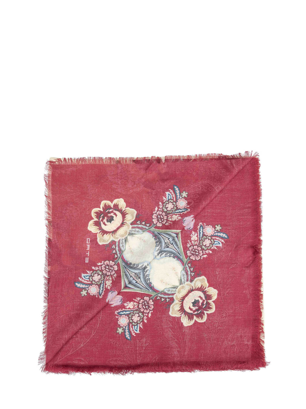 Beige floral jacquard cashmere blend shawl