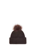 Brown wool beanie with pompom