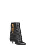 Black nappa leather Shark Lock Stiletto ankle boots