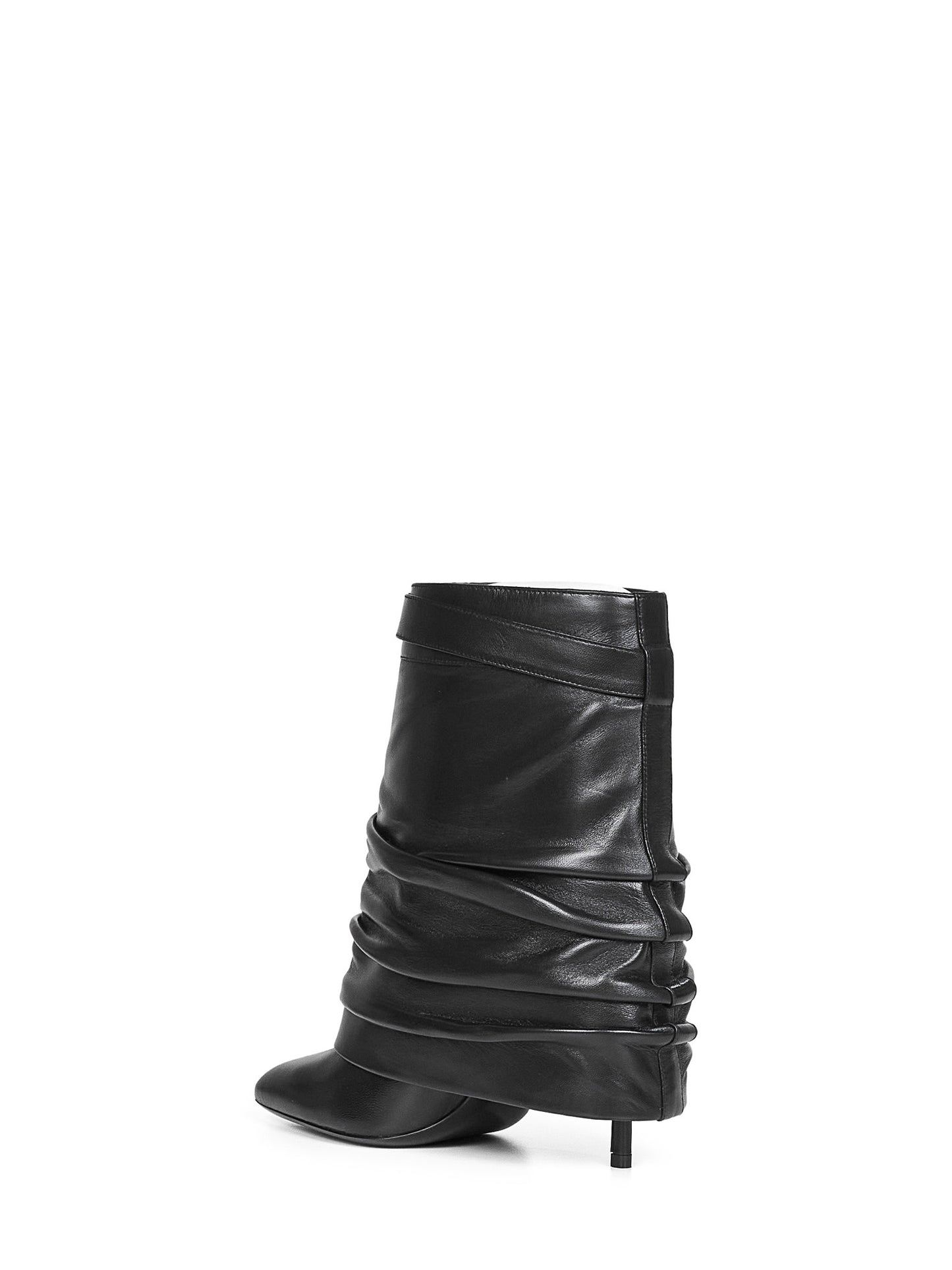 Black nappa leather Shark Lock Stiletto ankle boots